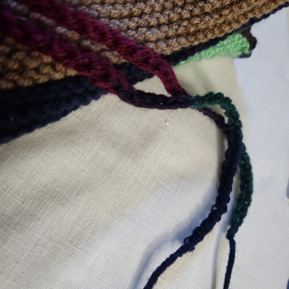 Handmade colorful striped shawl wrap tie back garter crochet trim - Picture 6 of 6